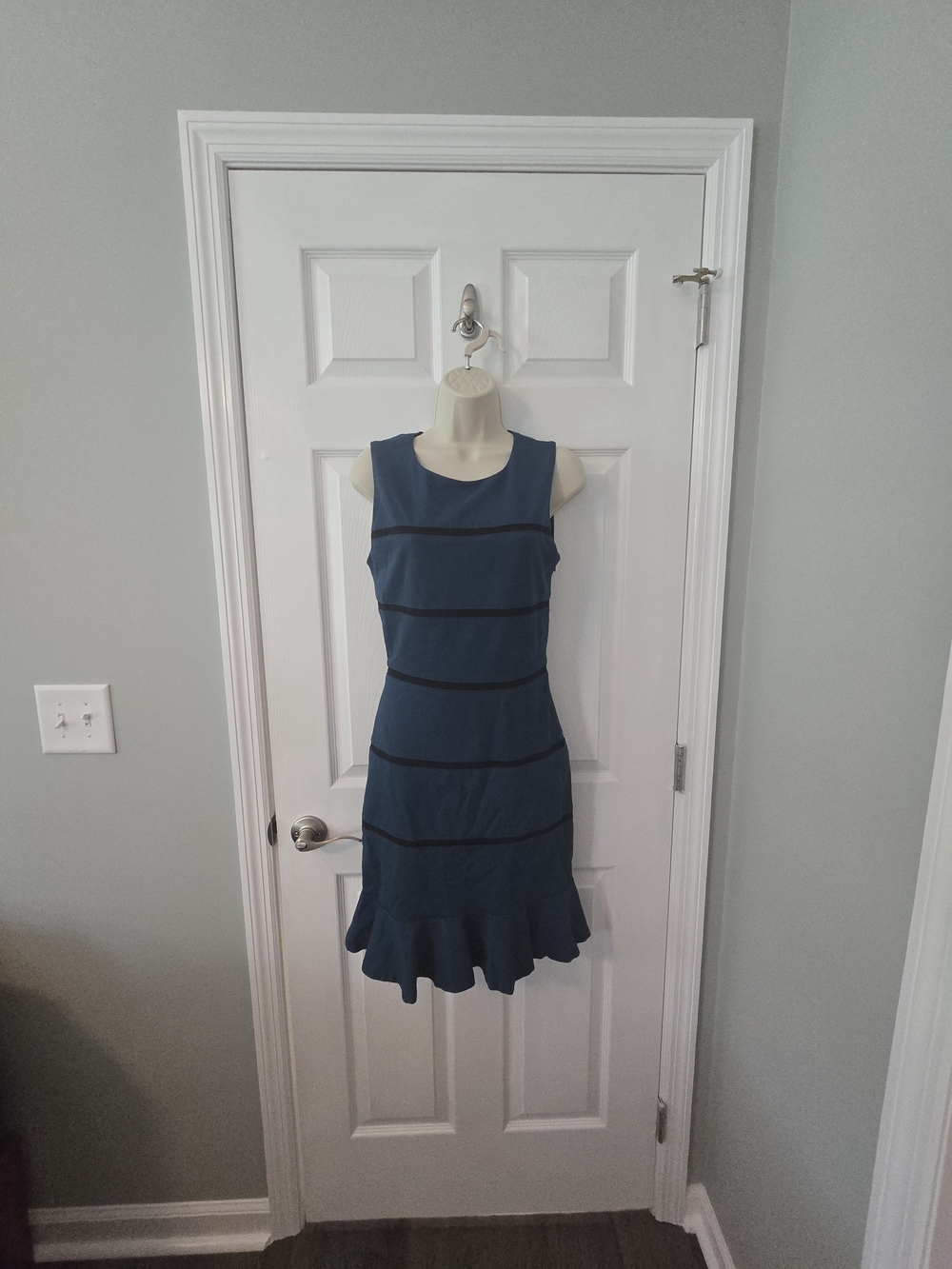 ERIN by Erin Fetherston Navy Blue Sleeveless Ruffle-Hem Dress